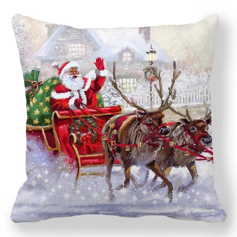 Santa Claus Home Decor Gedruckt Kissen Fall 2024 Neue Jahr Weihnachten Schlafzimmer Wohnzimmer Sofa Dekoration Kissenbezug Kissen Abdeckung