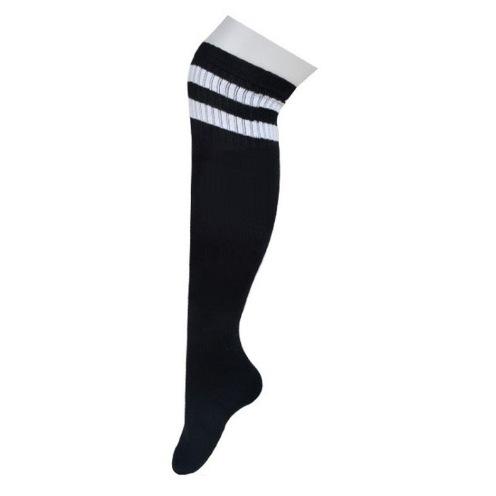 Thin football socks, sports stockings, adult socks, high elastic textile three horizontal children s football socks чёрный