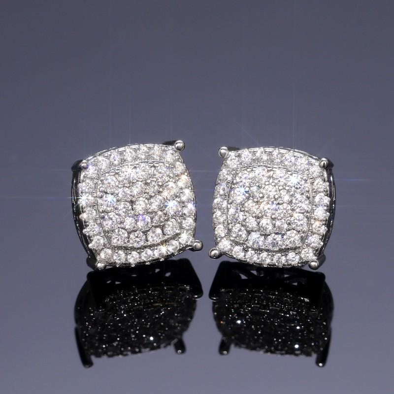 Huitan Full Bling Bling CZ Round Shaped Stud Earrings for Women Simple Versatile Ear Piercing Accessories Exquisite Girl Zircon