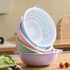 Double-Layer Round Drain Basket: Kitchen Plastic Rice & Vegetable Washing Basin