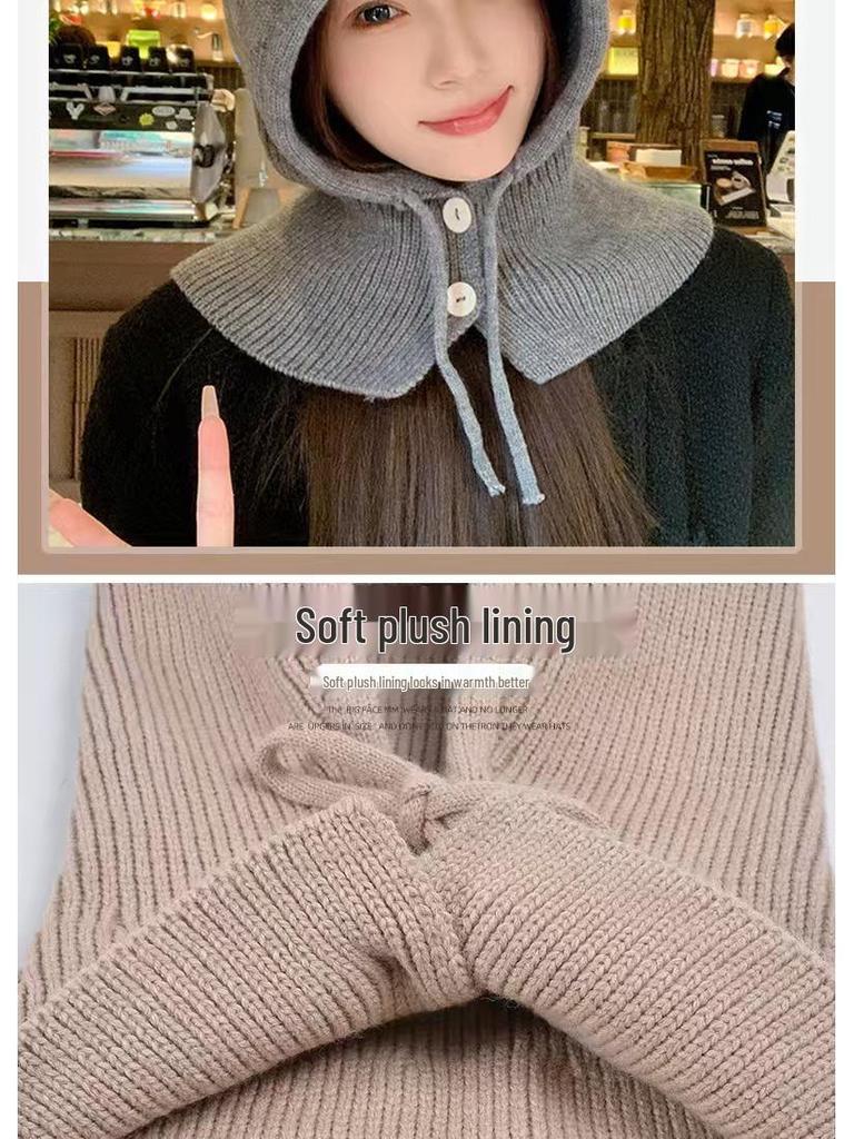 Korean Fashion Knit Balaclava: Warm, Ear-Protecting Hat & Scarf for Couples