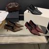 Herbst Spitzkopf Dünner Absatz Mittlerer Absatz Einzelne Schuhe Weiche Sohle Dünner Niedriger Absatz Britischer Stil Kleine Lederschuhe