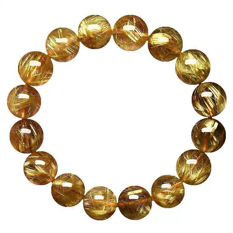 Golden Rutilated Quartz & Yellow Citrine Bracelet for Men and Women Beads ~6mm