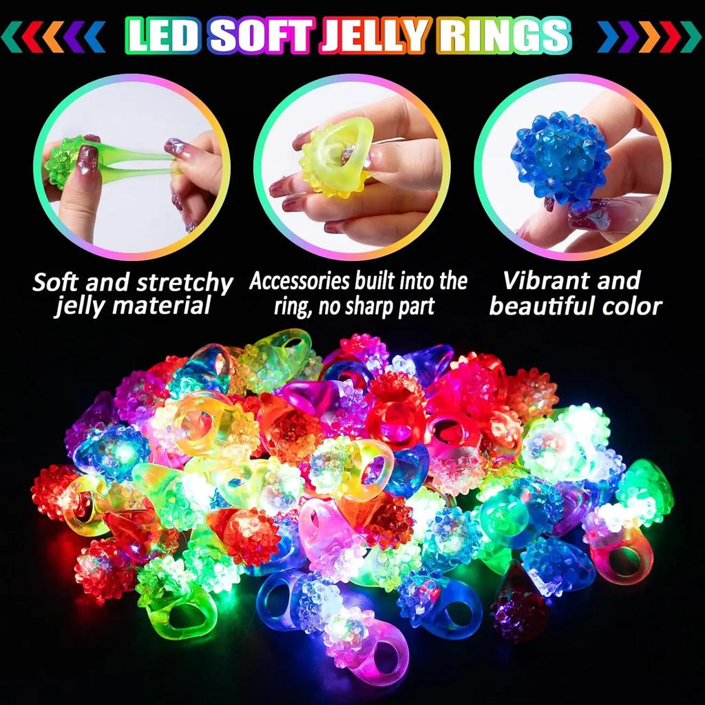 Luminescent Cartoon LED Fluorescent Ring Finger Light Flashing Led Bumpy Rubber Rings Jelly Bubble Toys Party Bar Accessories