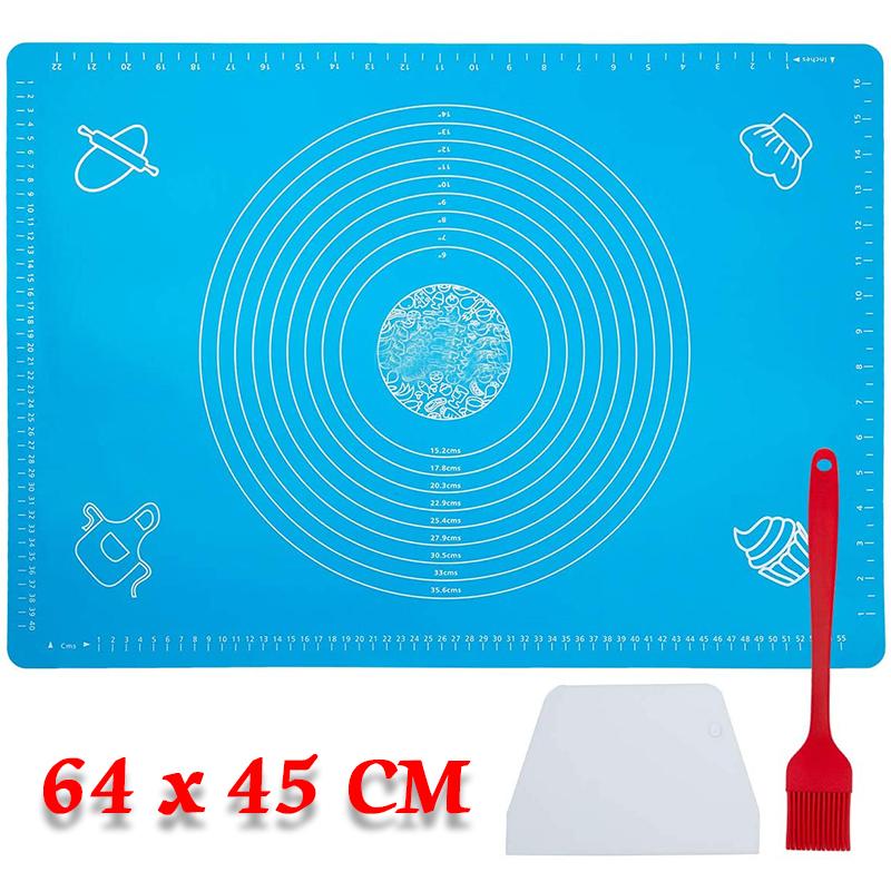 

64*45 см антипригарный коврик для замешивания теста многоразовые коврики для выпечки печенья мука стол коврик с кистью для масла для резки теста