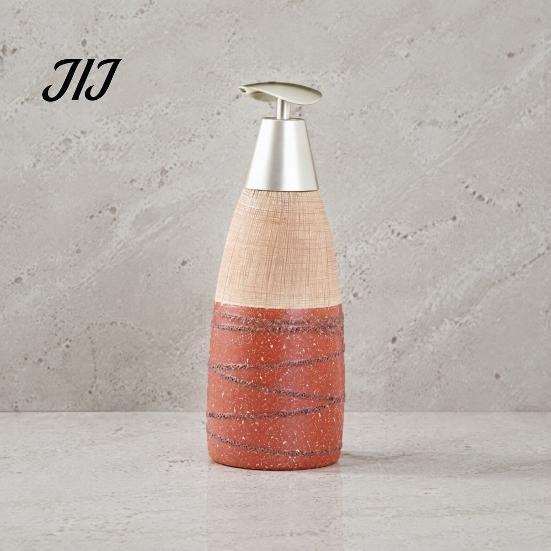 Easy Press Soap Dispenser Ceramic for Bathroom, 350/380ML Hand Bottle with Container Pump, Refillable Liquid Soap, Lotion and Shampoo Kitchen