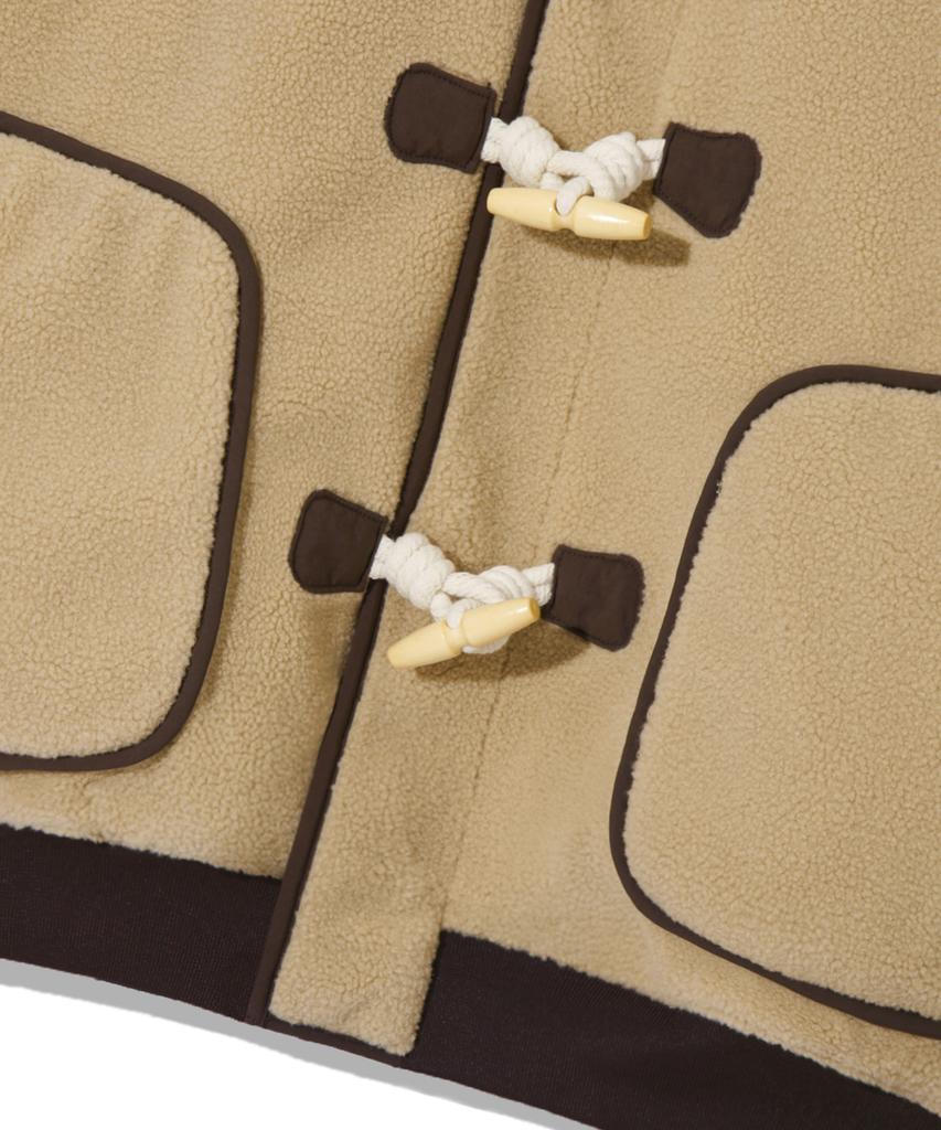 Trillion Unisex Fleece Duffle Hooded Coat Jacket [Beige]
