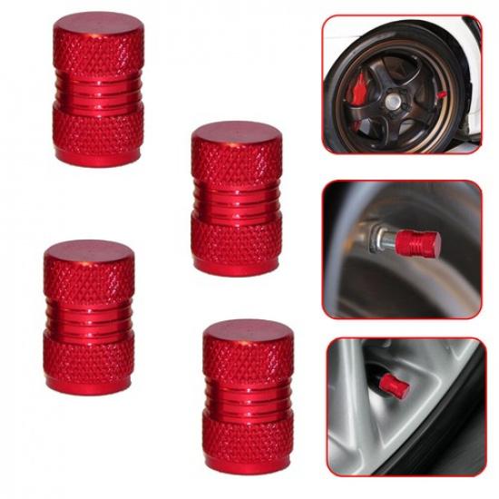 4x Red Aluminium Dust Cap Car Wheel Tyre Air Valve Stems Caps Cover Accessories