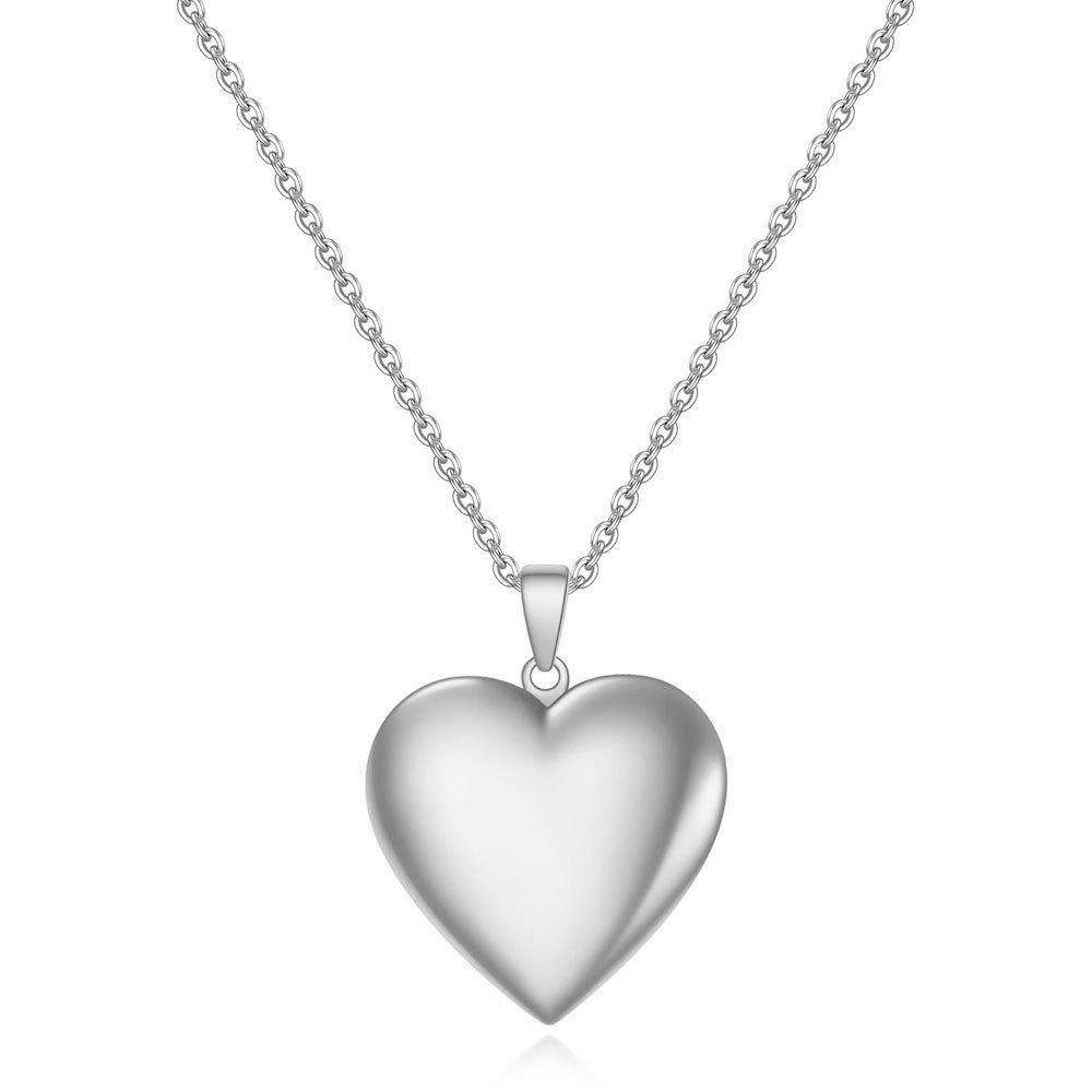 29MM Openable Heart Pendant Necklace - Titanium Steel, Engravable Smooth Surface
