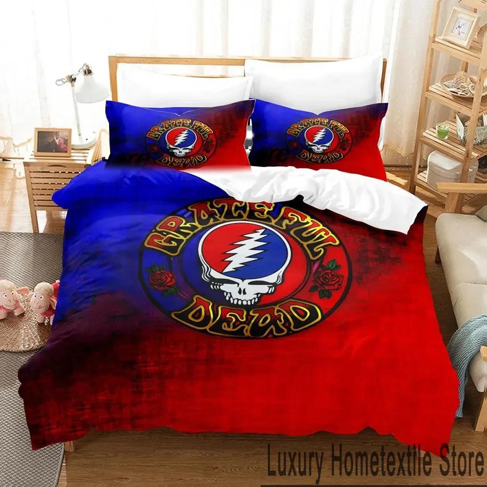 

3D Skull Grateful Dead Bedding Set Boys Girls Twin Queen King Size Duvet Cover Pillowcase Bed boys Adult Home Textileextile 70x133cm 2pcs