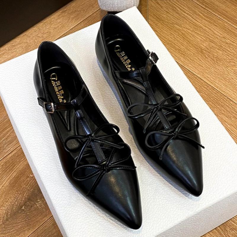 Fashion Fashion Pointed Toe Ladies Flats Shoes 2025 Spring size 33 New Female Shallow Footwear Butterfly-Knot Slip On Women Shoes Flats
