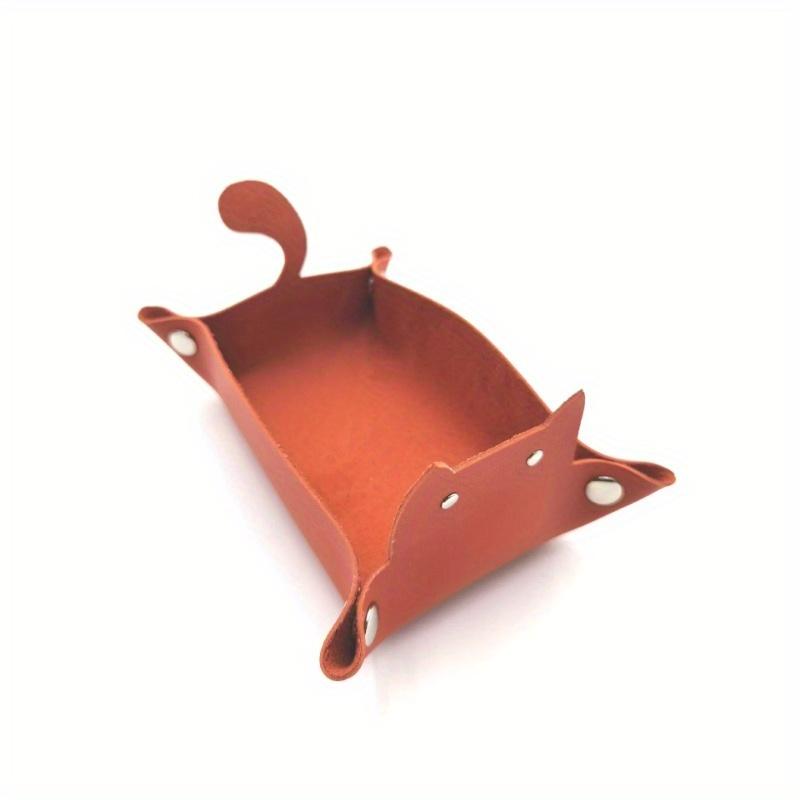 1pc Leather storage box desktop storage tray jewelry cosmetics key storage home storage basket