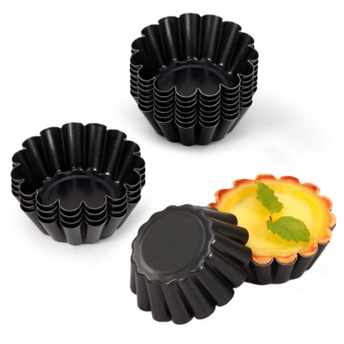 YFFSFDC Mini Egg Tart Pans, Mini Pie Pans, Cake Pans, Muffin Pans, Flower Pans, Cupcake Pans, Reusable DIY Baking Tools, 6.3cm Diameter (Set of 12)