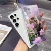 Tabby Kitten with Purple Flower Phone Case for Samsung Galaxy S26 S25 S24 S23 S22 S21 S20 FE Plus Lucency TPU Protection Cover