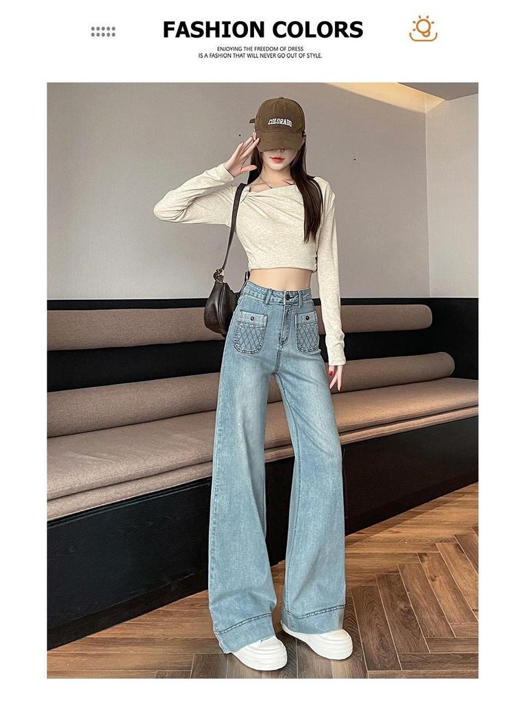 Damen Straight-Leg Jeans: Neue 2025 Lockere, Schlankmachende, Vielseitige Hosen mit weitem Bein für Frühling, Herbst und Winter.