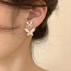 New Arrival Cute Double White Butterfly Stud Earrings for Women Temperament Korea Earring Fashion Jewelry Accessory Gift