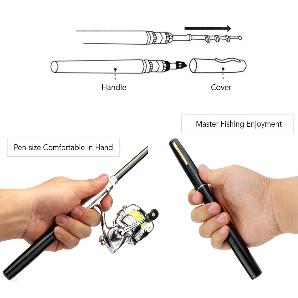 LIXADA Pen-shaped Rod, Spinning Reel, Fishing Rod, Fish Rod, Mountain Stream Rod, Versatile Rod, Ultra Lightweight, Easy To Carry, Extendable,