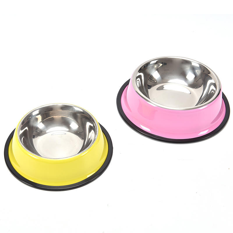 Pet Bowl Stainless Steel Dog Bowl Non-Slip Dog Cat Single Bowl
