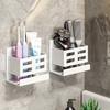 Versatile Wall-Mounted Bathroom Organizer - No-Drill, Plastic Storage Rack for Toothbrushes & Razors, Perfect Home Accessory