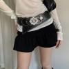 Rhinestone Flower Retro Street Rivet Belt Rivet PU Leather Belt Fashion Wide Waistband  Pants