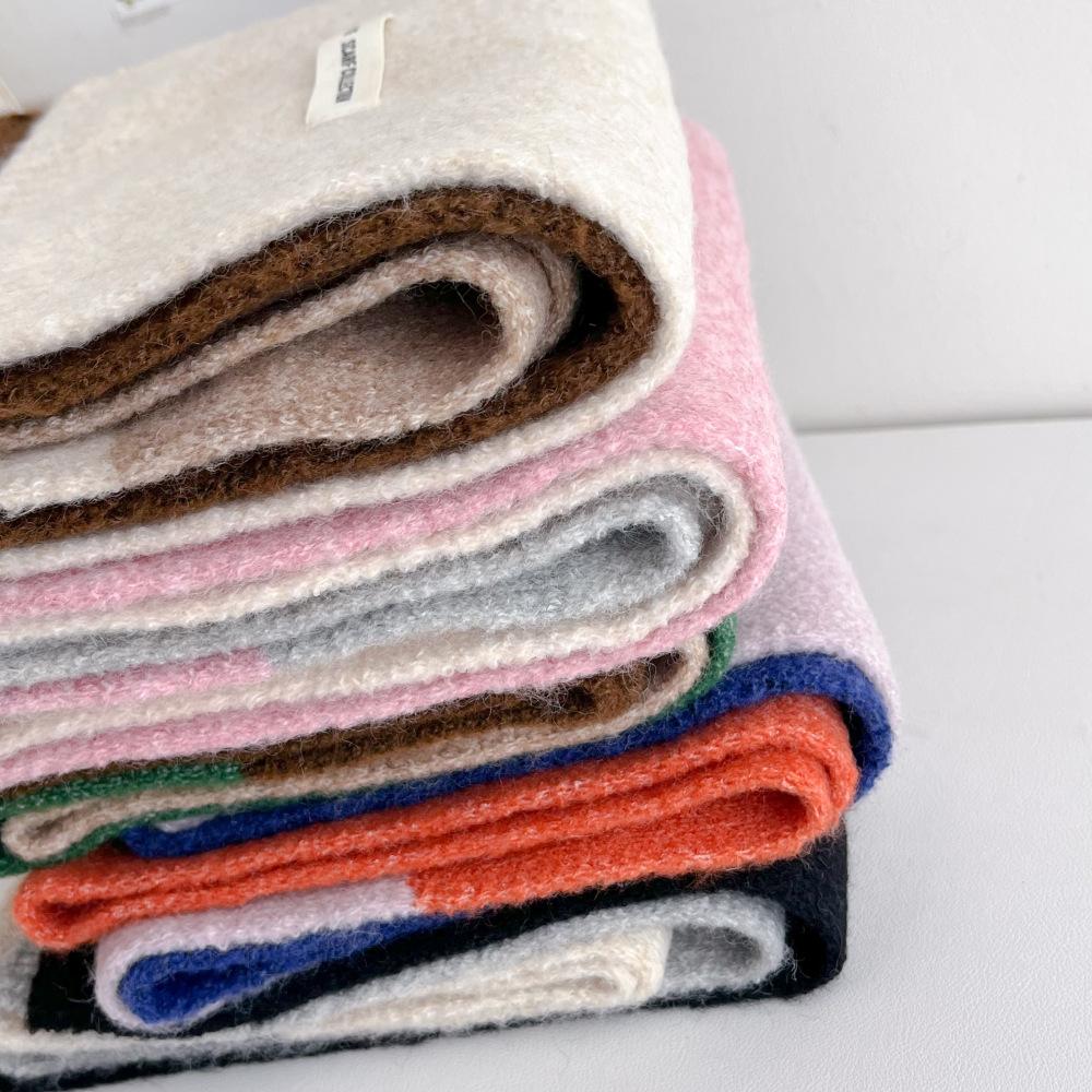 Winter New Three-color Color Matching Contrasting Scarf Women's Wool Knitted Warm Shawl Trendy Universal Scarf Men's Versatile