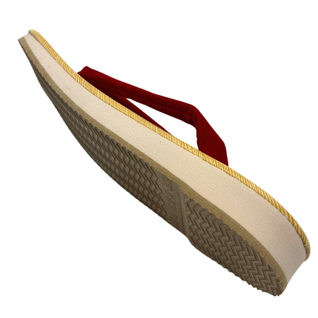 Edoten Geta Sandalen, Gelbes Tatami, Schwammsohle, Gepolstert und Bequem für Beine und Rücken, Hergestellt in Japan, Damen, Oval, Roter Riemen, Größe LL