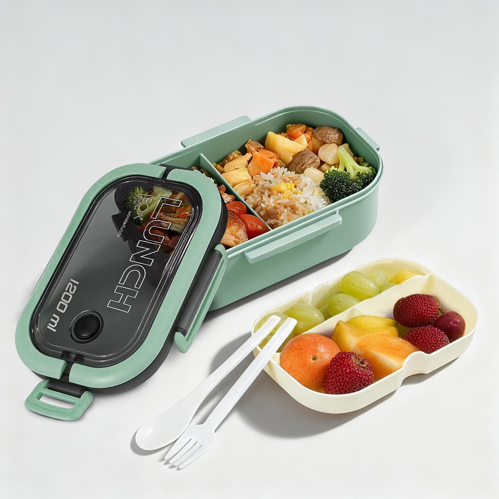 

40.58oz Leakproof Lunch Box with Handle Reusable Snack Container with Utensil Set зелёный