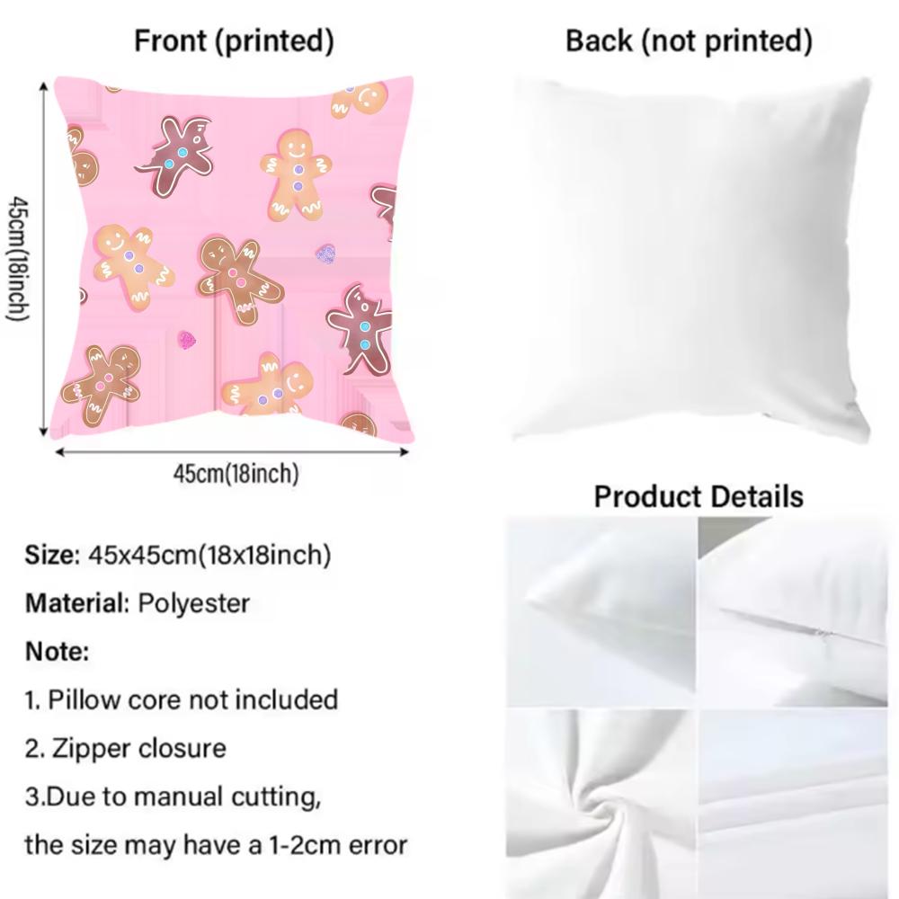 Cookie Run Kingdom Gingerbrave Cushion Cover Reversible Plush Pillow Cover – For car, sofa, bedroom, perfect as a gift.