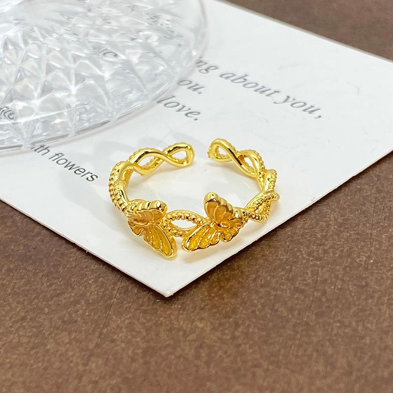 Blind Box Medieval Vintage Gold Niche Retro High-End Open Ring Color Treasure Light Luxury Ring Woman