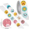 500 Pcs/Roll Motivational Animal Cartoon Stickers Fun Rewards Colorful Animals Round Roll Stickers Kids DIY Water Cups Decals