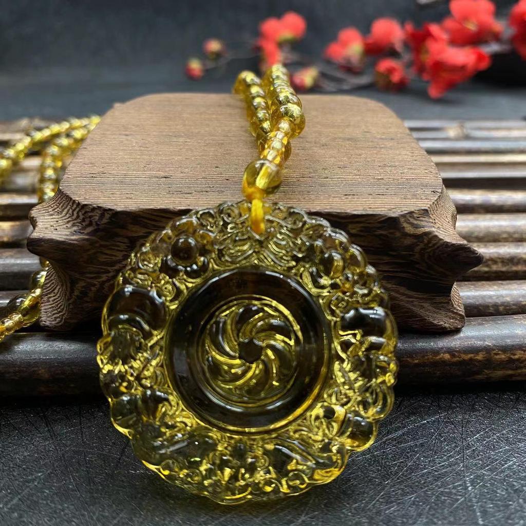 Vintage Double-Sided Pixiu Pendant Necklace: Imitation Jade Glaze, Fu Shou An Kang Charm