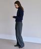 AHWE Belted Striped Double-Pleat Wide Slacks_Charcoal