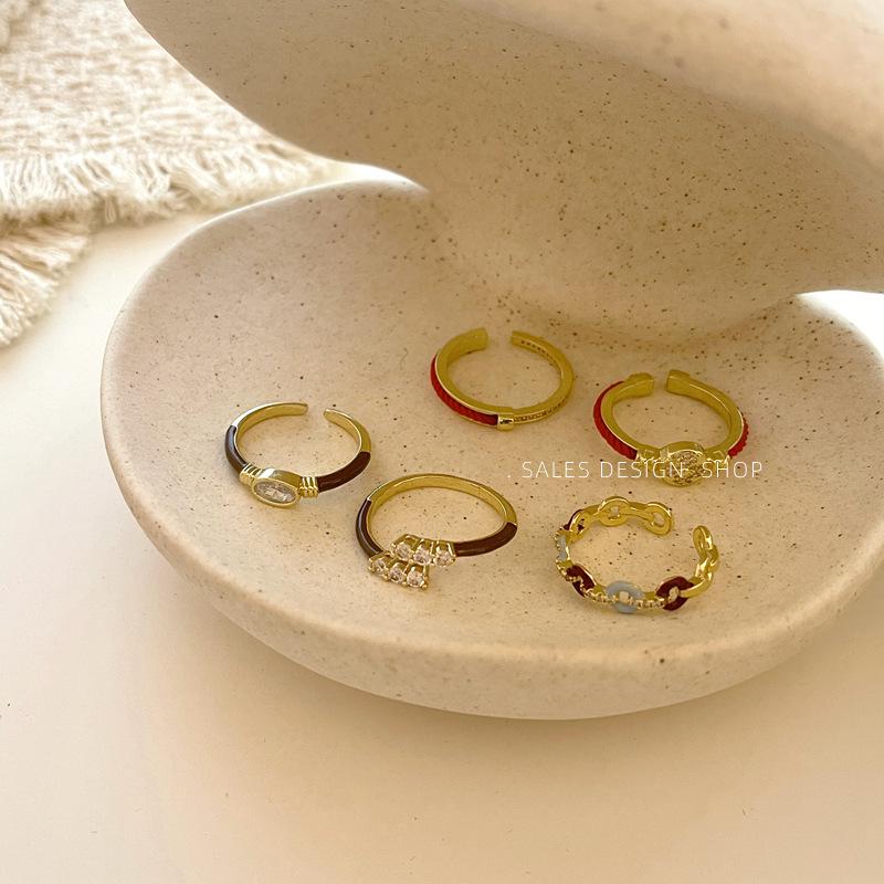 Elegant Red String Lucky Ring with Copper Coin and Micro-Inlays - Versatile, High-End Style for the Index Finger