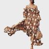 Bohemian Off Shoulder Polka Dot Maxi Dress European American Style