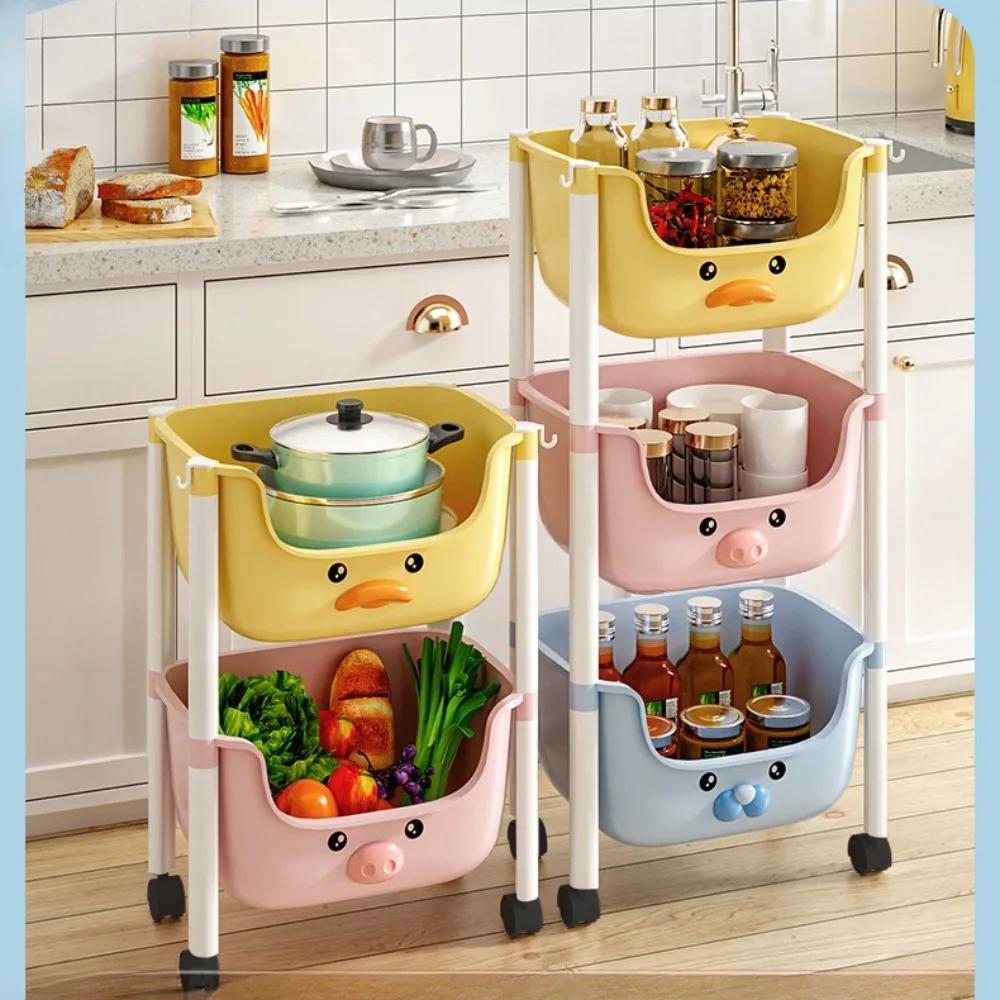 Children Toy Storage Trolley Rack Multilayer Bookshelf Snack Racks Picture Book Rack Movable Multi-Layer Wheels Storage Trolley