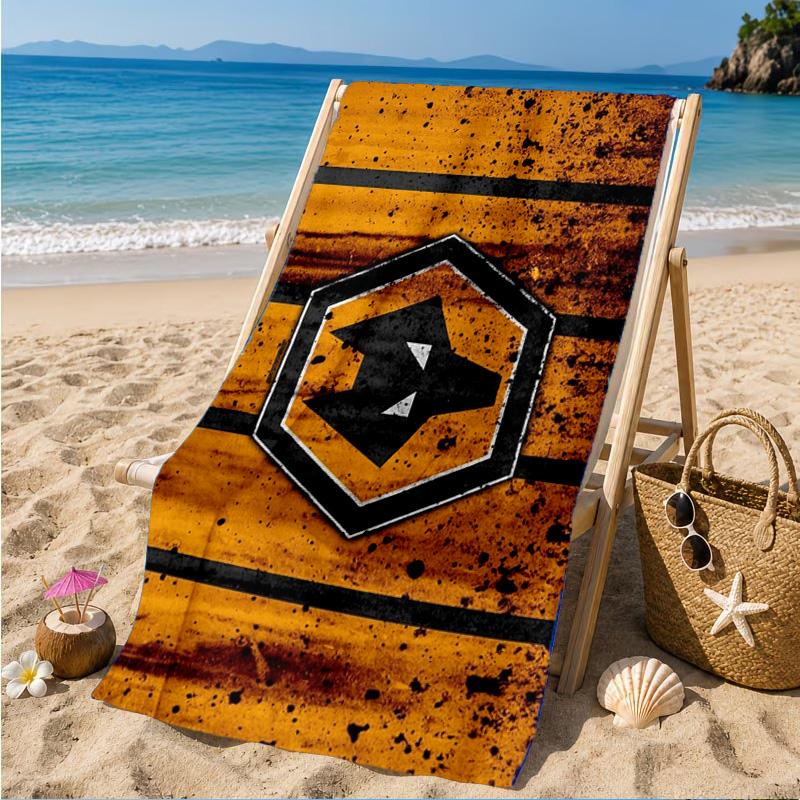 Fußballverein Wölfe Emblem Aufgedrucktes Mikrofaser Strandtuch, Weich Und Saugfähig, Schnelltrocknend, Ideal für Sommerreisen, Strand-Essentials, Schwimmbad