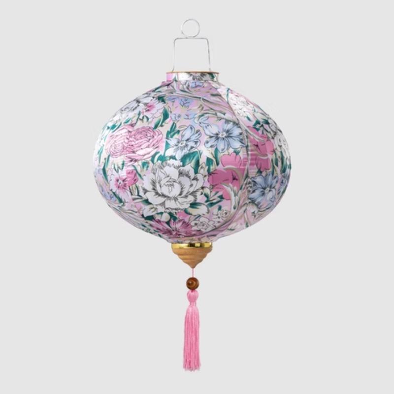 12 Inch Flower Printed Hanging Cloth Lantern Chinese Spring Festival Home Bedroom Decor Wedding Party Outdoor Lantern Ornaments