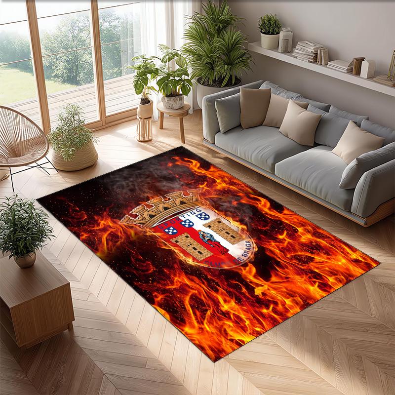 Braga FC Soccer Football Pattern Soft Area Rug Non Slip Indoor Floor Carpet Sports Decor Mat for Bedroom
