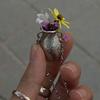 Zinc Zinc Alloy Flower Bouquet Necklace Silver Collarbone Chain Hollow Vase Pendant Necklace  Silver Jewelry