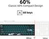 68 Keys 60% Mechanical Gaming Keyboard Hot Swappable Blue Switch Ice Blue Backlight Detachable USB-C Cable For Windows Mac Linux