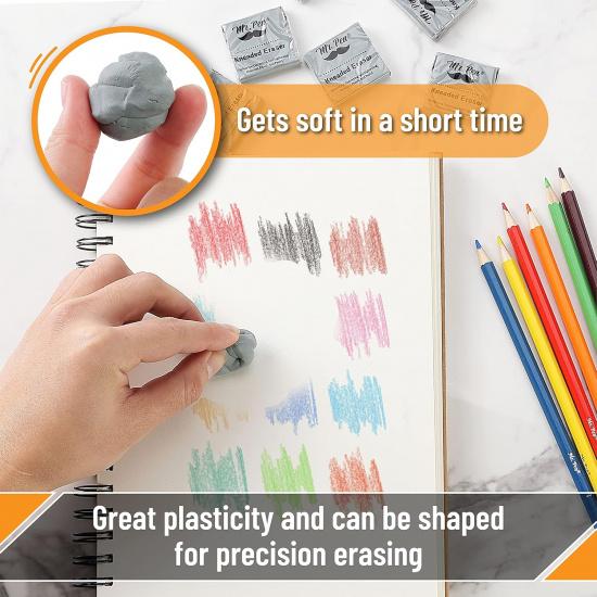 Mr. Pen- Kneaded Eraser Bulk,18 Pack, Colorful, Moldable Art Erasers for Drawing