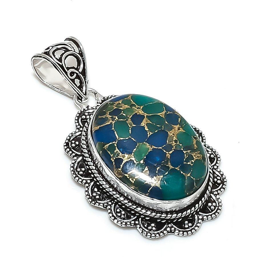 Natural Copper Green Tourmaline 925 Sterling Silver Jewelry Pendant 2.17 ETC-14018