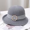 New Pearl Women's Sun Hat Breathable Refreshing Hat Summer Travel Sunscreen Sun Ribbon Decoration Foldable Straw Hat Gift