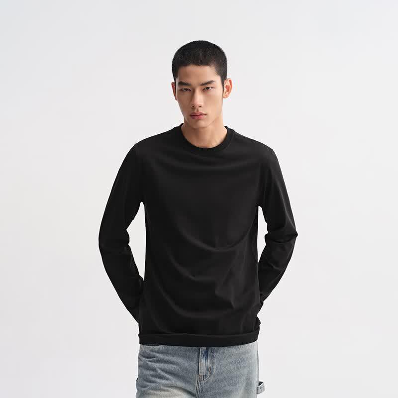 CHINISM Men s Basic Brushed Long-Sleeve T-Shirt S
