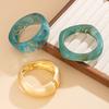Ingemark 3 Style Boho Y2K Glossy Resin Wide Bracelets for Women Punk Smooth Curved Spring Opening Metal Bangles 2025 New Jewelry
