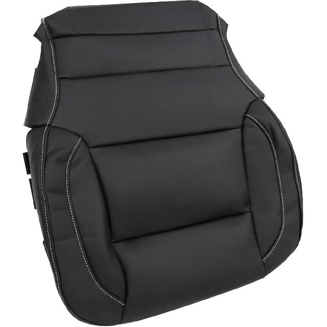 SecosAutoparts Driver Or Passenger Bottom Non-Perforated Leather Seat Cover Black Compatible With Chevy Silverado 1500 2500HD 3500HD Compatible With