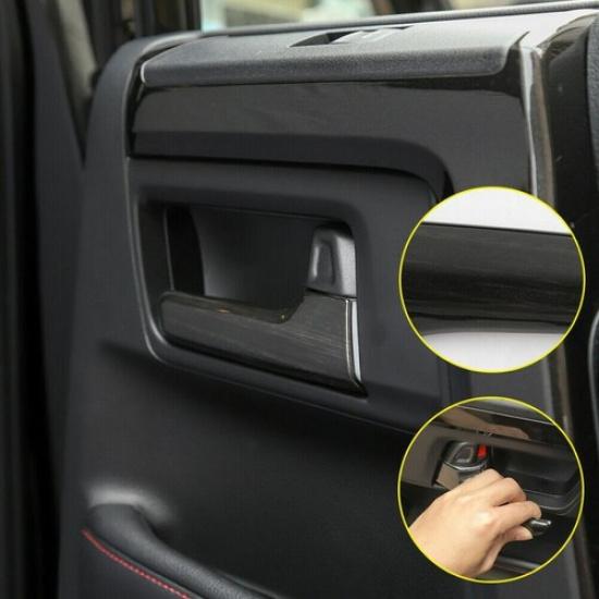 Car Inner Door Handle Cover Trim For Toyota 4Runner 17-23 Accessories Black Wood