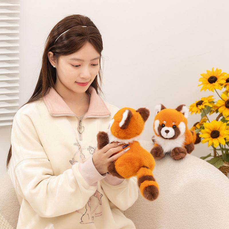 Adorable Fluffy Red Panda Plushie Cute Lying Red Panda Stuffed Animal Soft Toy Zoo Souvenir Gifts For Girl Boy Birthday