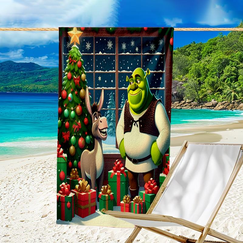 Asciugamano da Spiaggia Ultra Morbido a Tema Shrek, Ideale per Piscina - Campeggio, Immersioni - Essenziale da Viaggio Perfetto, Asciugamano da Spiaggia Vivace.