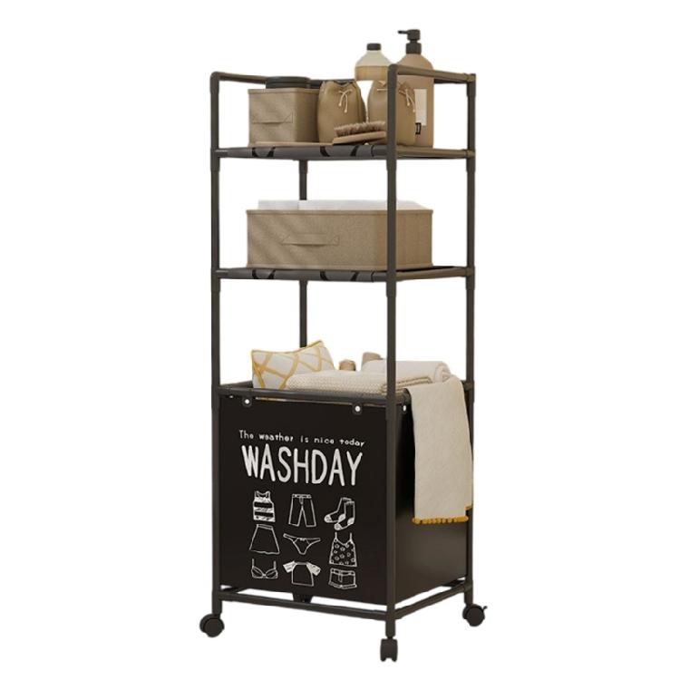 Space Saving Laundry Basket with 2 Shelves Sturdy Oxford Fabric Removable Liner Collapsibles Clothes Organizers